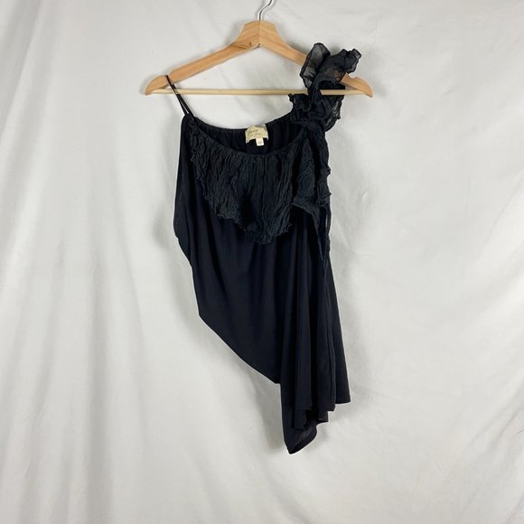 Elizabeth and James ruffled one shoulder tank top size small - Picture 5 of 6